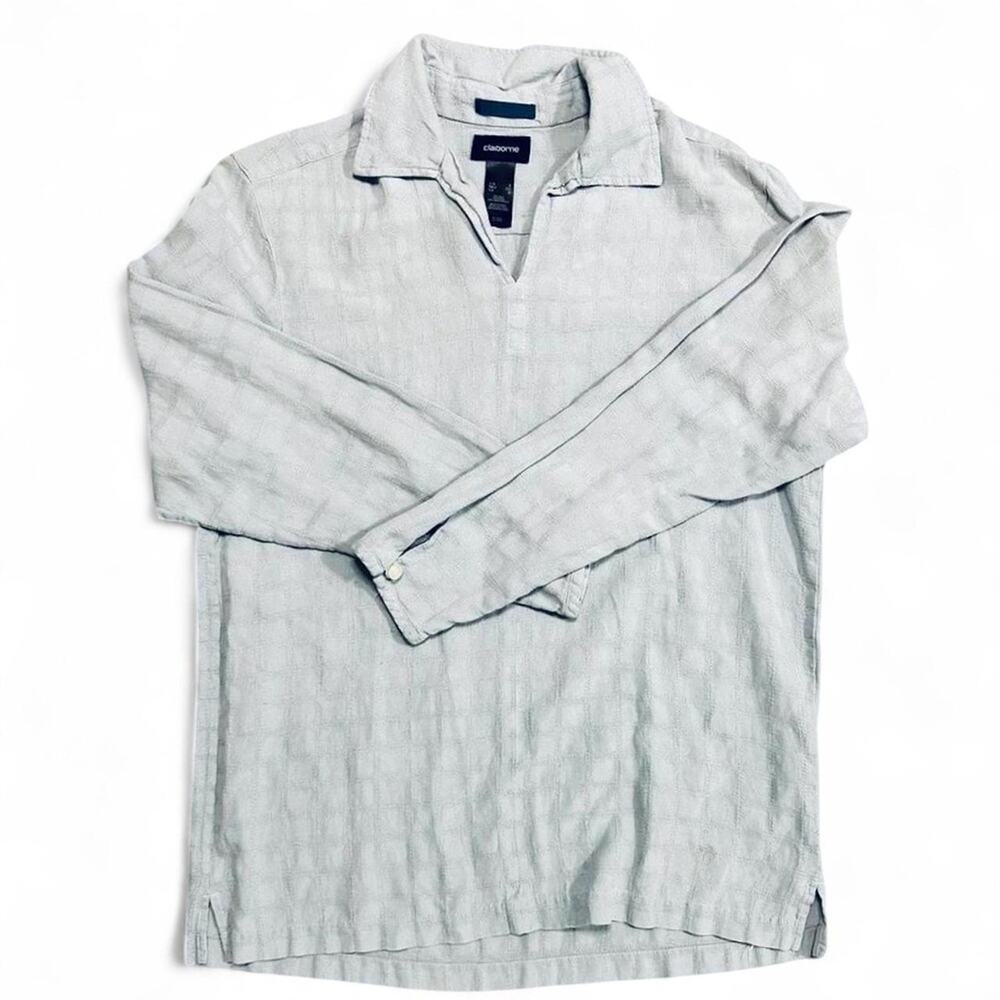 Silk linen collared top old money quiet luxury country club size small men flaw